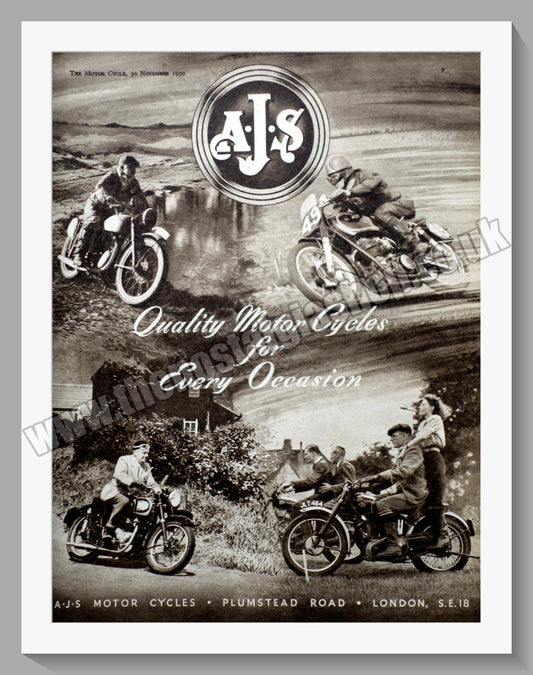A.J.S Quality Motorcycles for Every Occasion. Original Advert 1950 (ref AD56822)