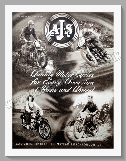 A.J.S Quality Motorcycles for Every Occasion. Original Advert 1950 (ref AD56824)