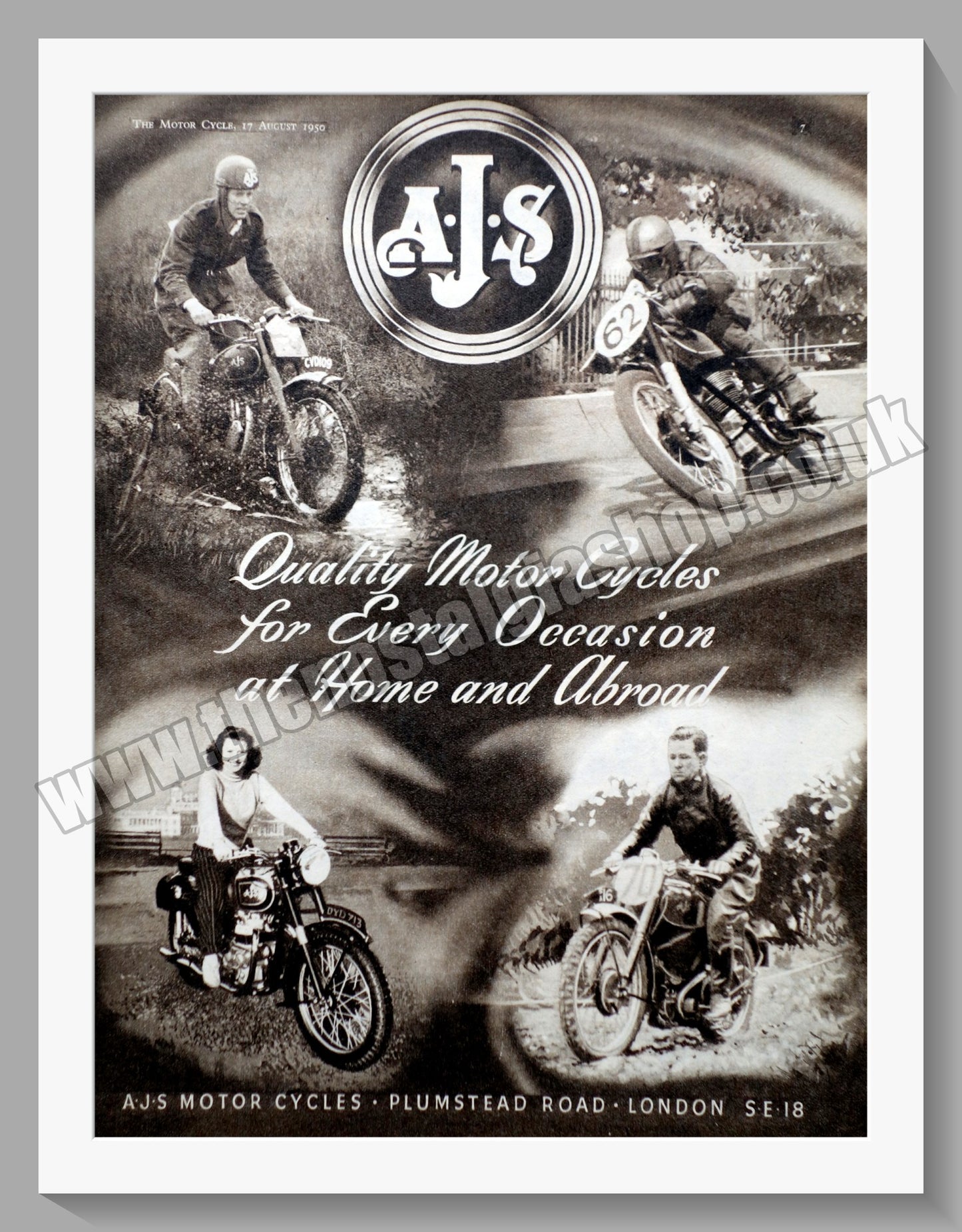 A.J.S Quality Motorcycles for Every Occasion. Original Advert 1950 (ref AD56824)