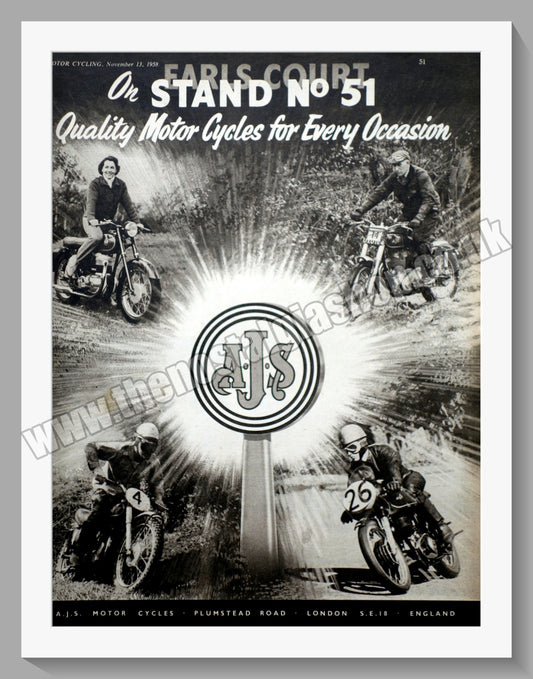 A.J.S Quality Motorcycles for Every Occasion. Original Advert 1958 (ref AD56825)