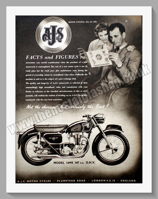 A.J.S Model 16MS 347cc Motorcycle. Original Advert 1956 (ref AD56829)