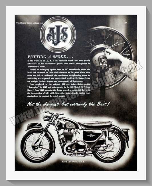 A.J.S Model 18S 500cc Motorcycle. Original Advert 1956 (ref AD56831)