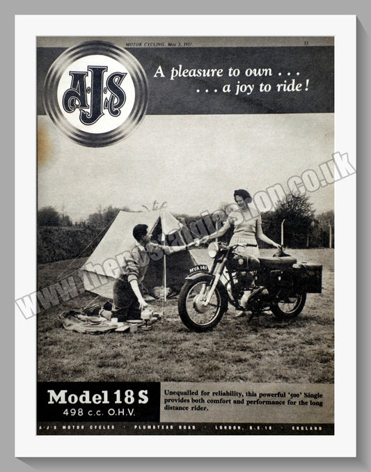A.J.S Model 18S 500cc Motorcycle. Original Advert 1957 (ref AD56832)