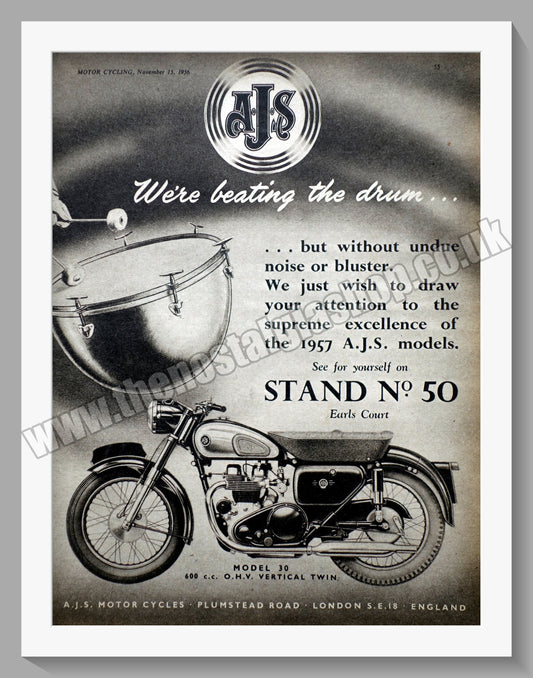 A.J.S Model 30 600cc Motorcycle. Original Advert 1956 (ref AD56834)