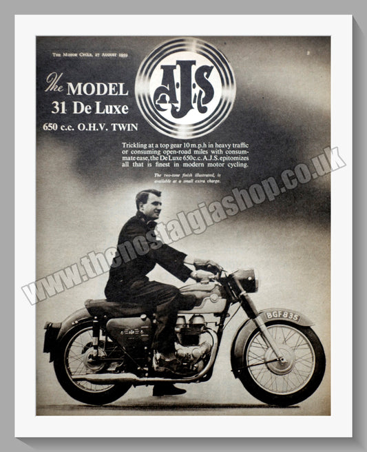 A.J.S Model 31 De Luxe 650cc Motorcycle. Original Advert 1959 (ref AD56837)