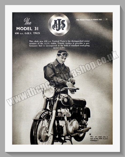 A.J.S Model 31 De Luxe 650cc Motorcycle. Original Advert 1959 (ref AD56838)