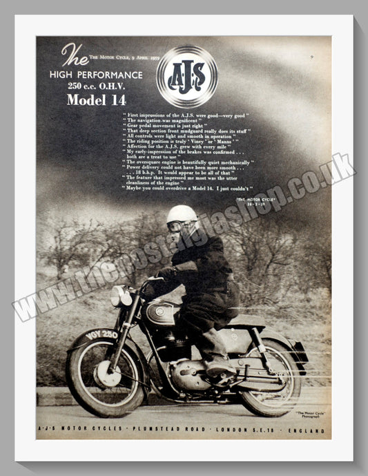 A.J.S Model 14 250cc Lightweight Motorcycle. Original Advert 1959 (ref AD56841)