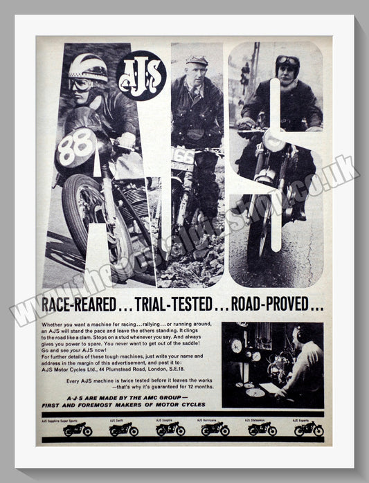 A.J.S Motorcycles. Race Reared, Road Proved. Original Advert 1964 (ref AD56853)
