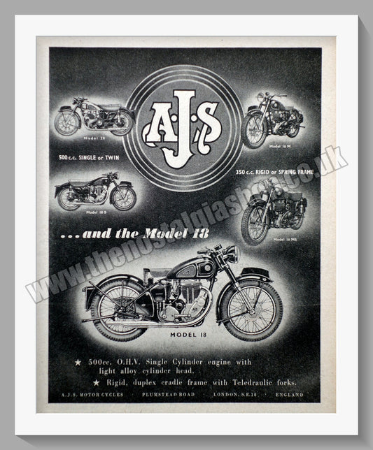 A.J.S Model 18 Motorcycles. Original Advert 1954 (ref AD56857)