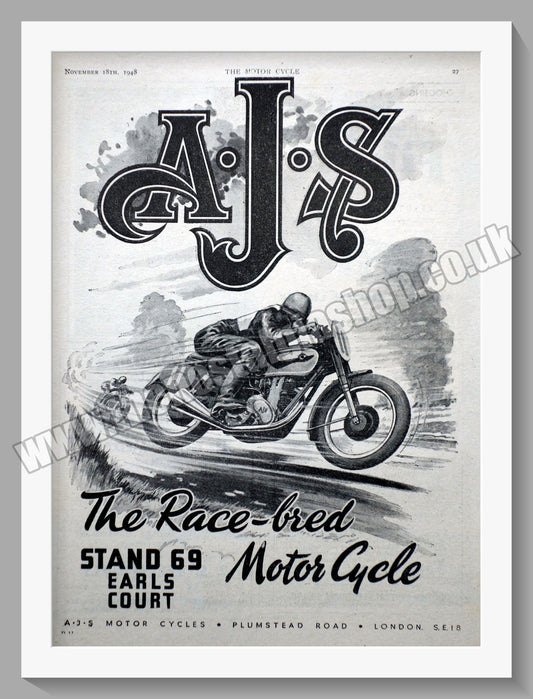 A.J.S Motorcycles. Race Bred. Original Advert 1948 (ref AD56855)