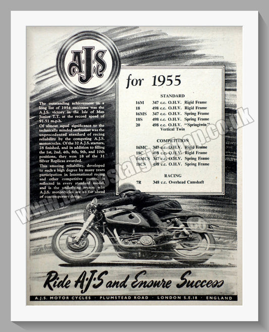 A.J.S Motorcycles for 1955. Original Advert 1954 (ref AD56858)