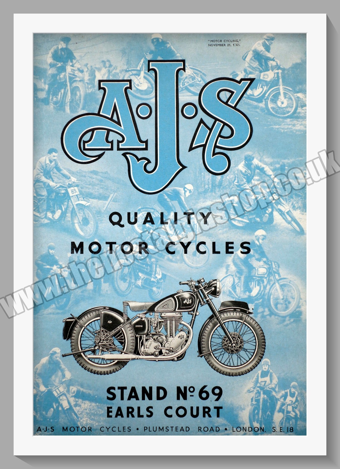 A.J.S Motorcycles at Earls Court. Original Advert 1943 (ref AD56867)