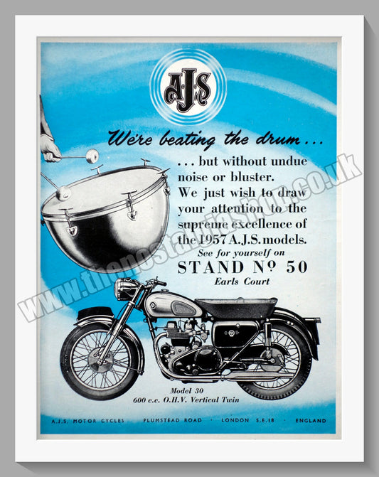 A.J.S Model 30 600cc Motorcycles at Earls Court. Original Advert 1956 (ref AD56870)