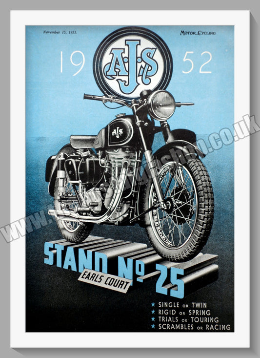 A.J.S Motorcycles at Earls Court. Original Advert 1951 (ref AD56871)