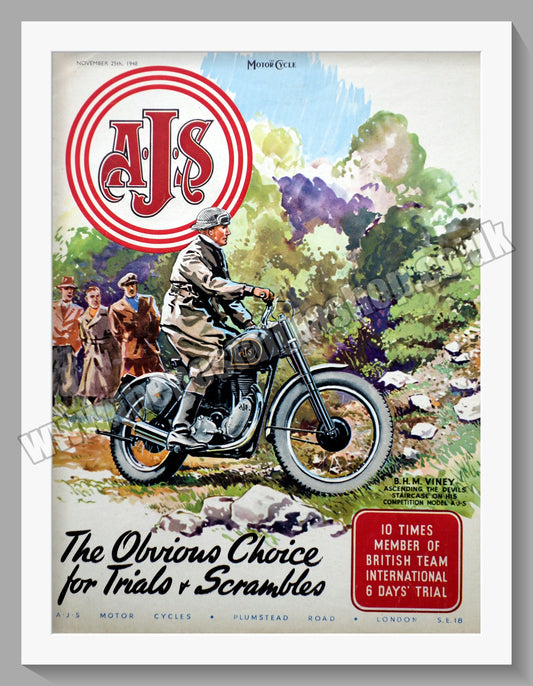 A.J.S Motorcycles for Trials and Scrambles. Original Advert 1948 (ref AD56872)