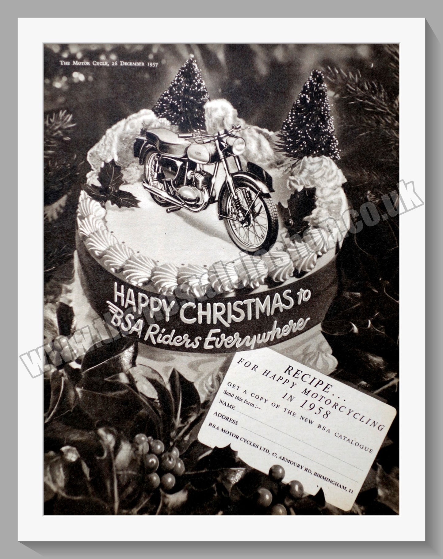 BSA Motorcycle Riders Happy Christmas. Original Advert 1957 (ref AD56877)