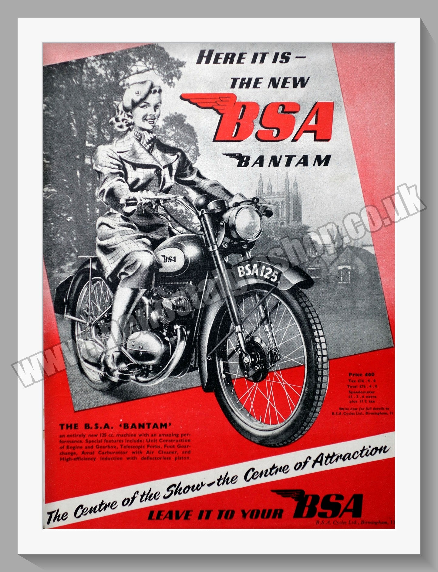 BSA Bantam Motorcycle. Original Advert 1948 (ref AD56881)