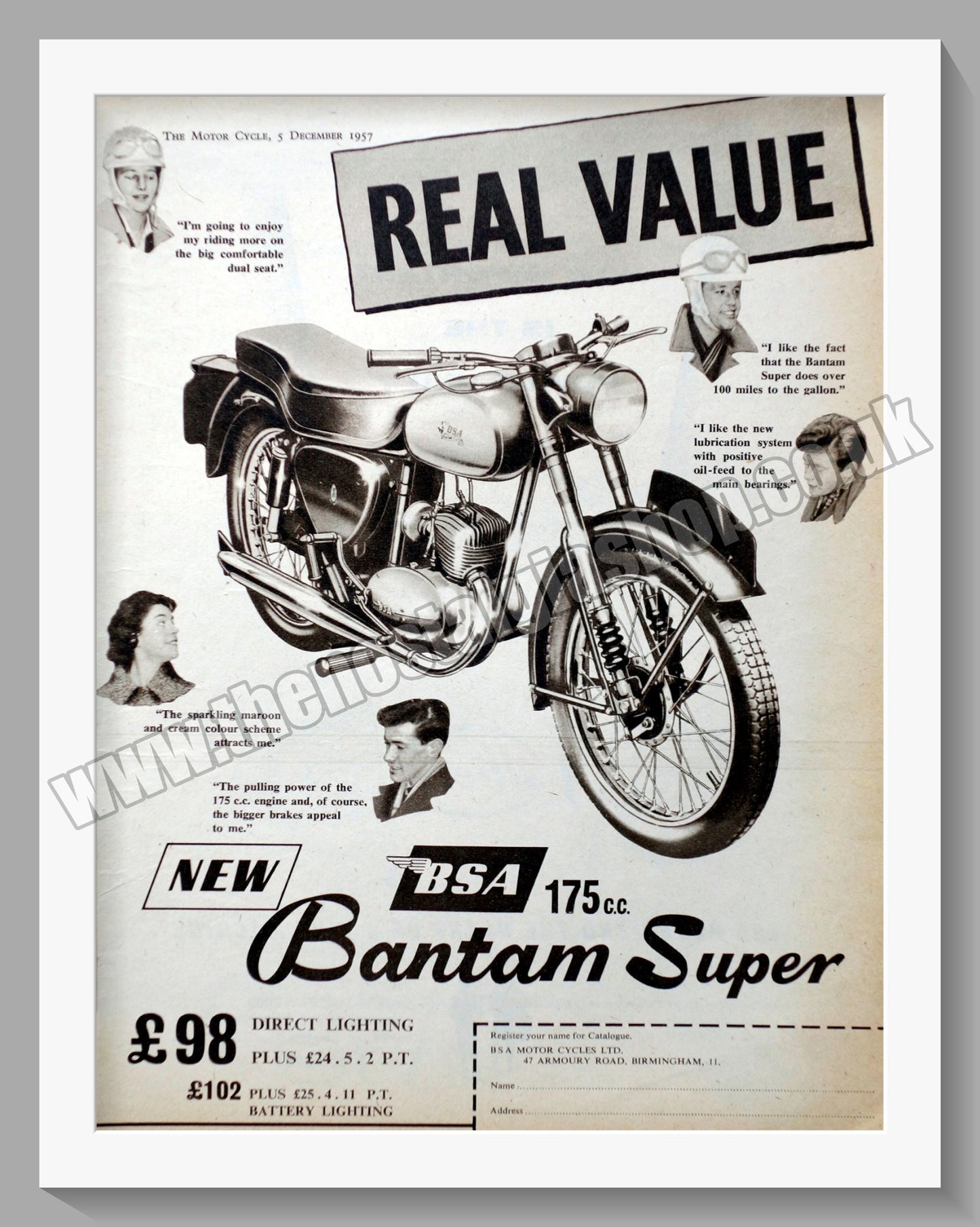 BSA Bantam Star Motorcycle. Original Advert 1957 (ref AD56886)