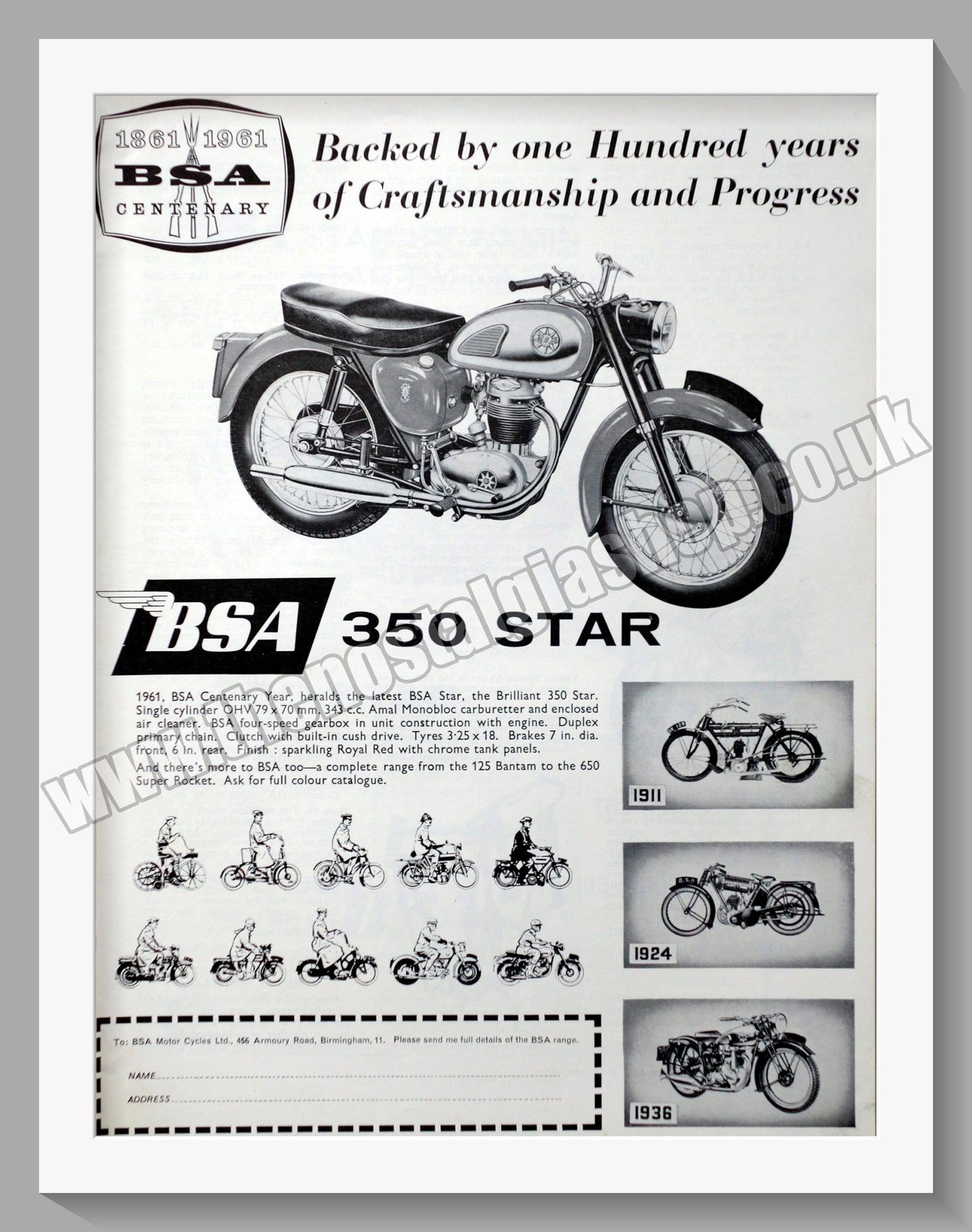 BSA 350 Star Motorcycle. Original Advert 1960 (ref AD56896)