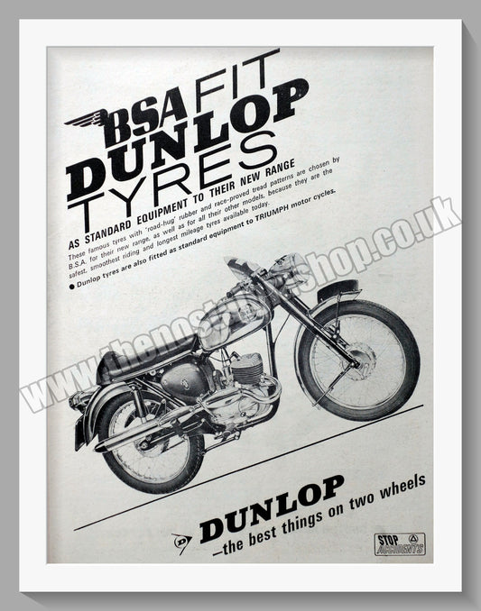 BSA Motorcycles use Dunlop Tyres. Original Advert 1966 (ref AD56909)