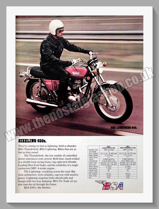 BSA Lightning 650 Motorcycle. Original Advert 1972 (ref AD56912)