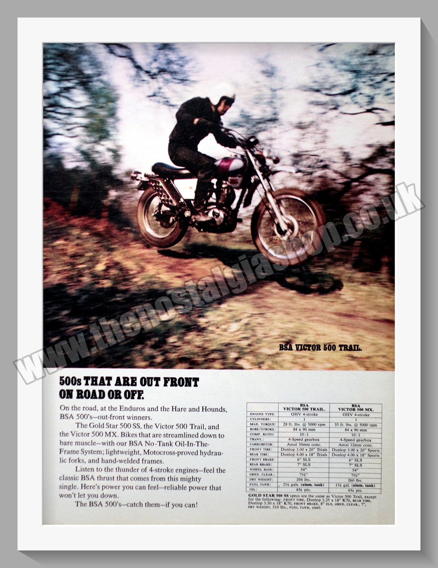 BSA Victor 500 Trail Motorcycle. Original Advert 1972 (ref AD56913)