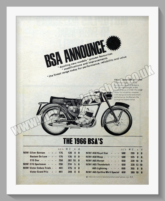 BSA Motorcycle Range. Original Advert 1965 (ref AD56914)