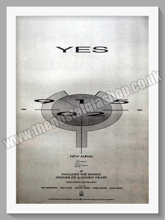 Yes 90125. Vintage Advert 1983 (ref AD14562)