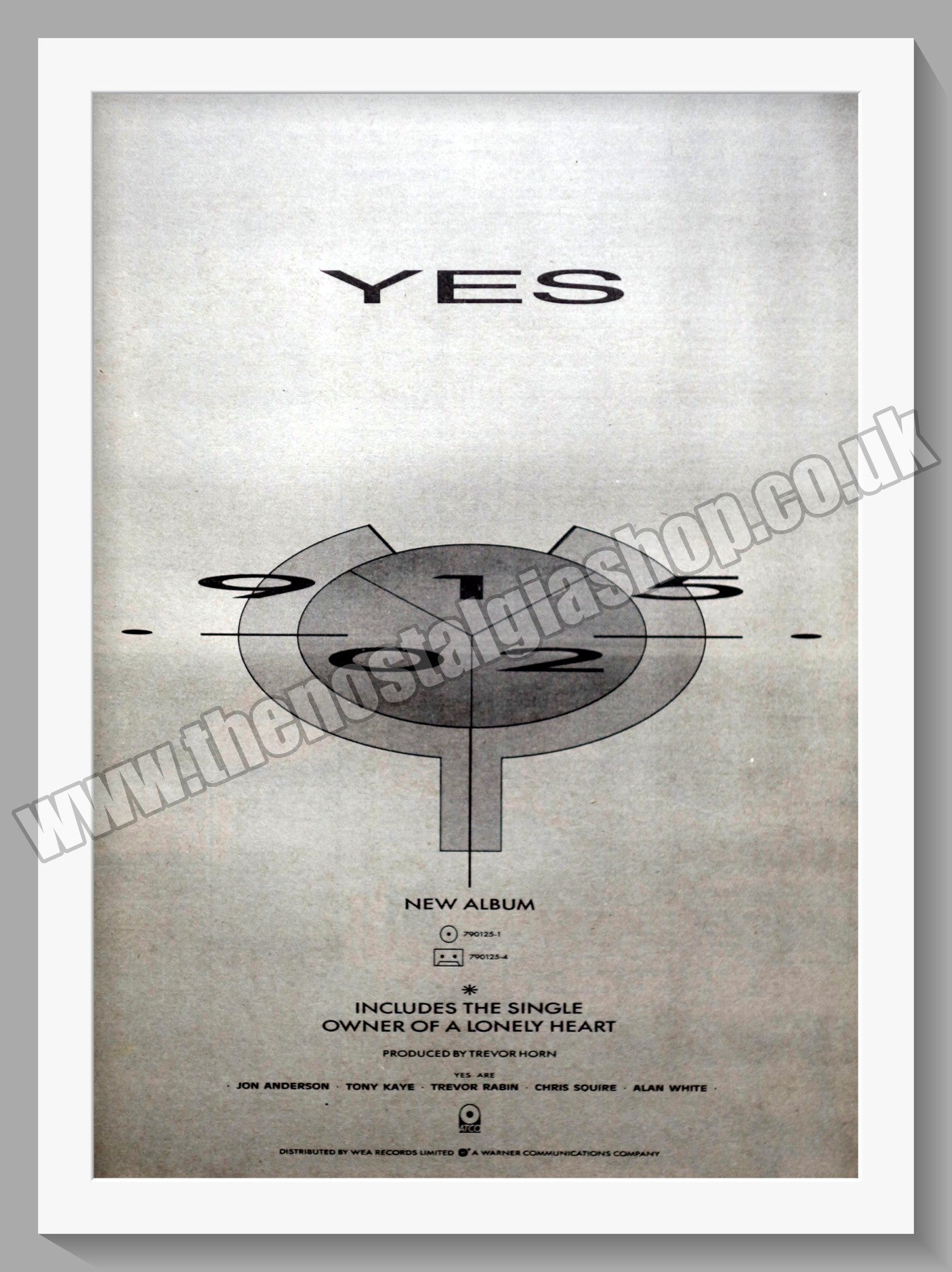 Yes 90125. Vintage Advert 1983 (ref AD14562)