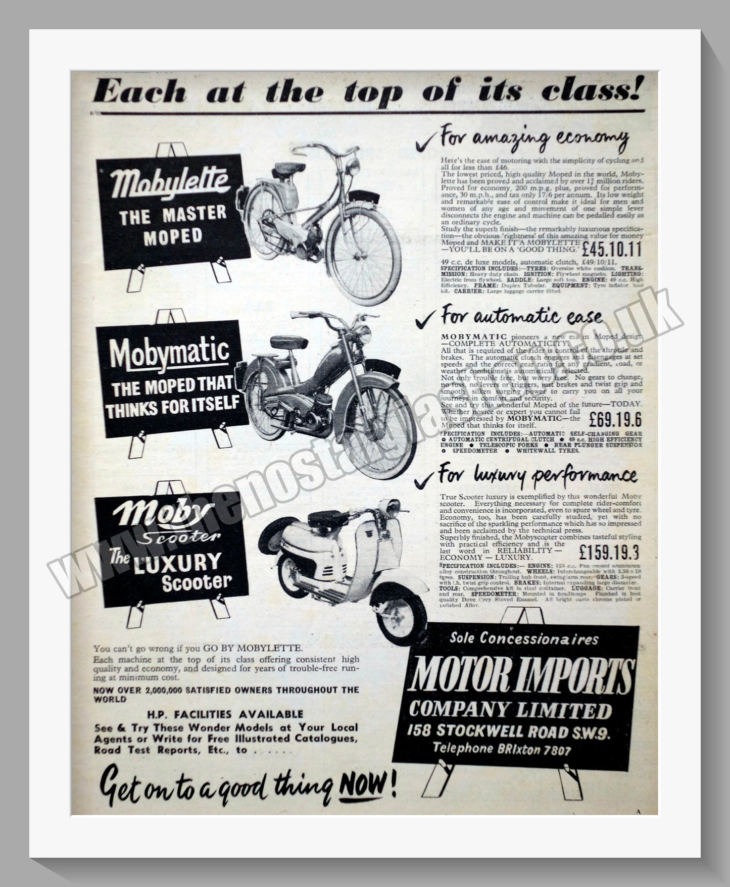 Mobylette Autocycle, Moped. 1957 Original Advert (ref AD57617)