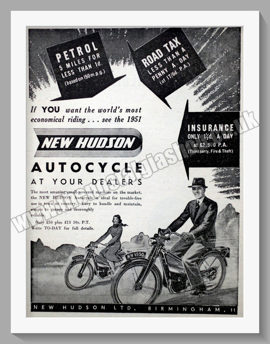 Hudson Autocycle Original Advert 1951 (ref AD57604)