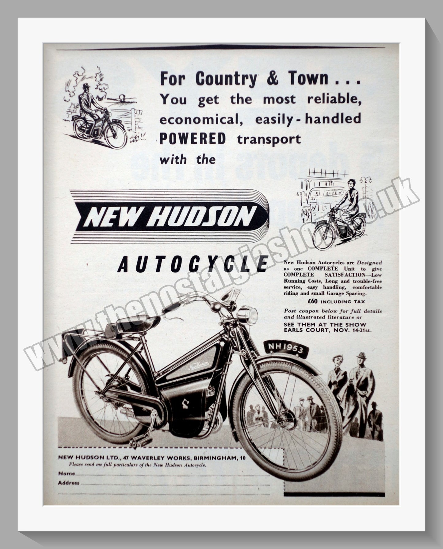 Hudson Autocycle Original Advert 1953 (ref AD57605)
