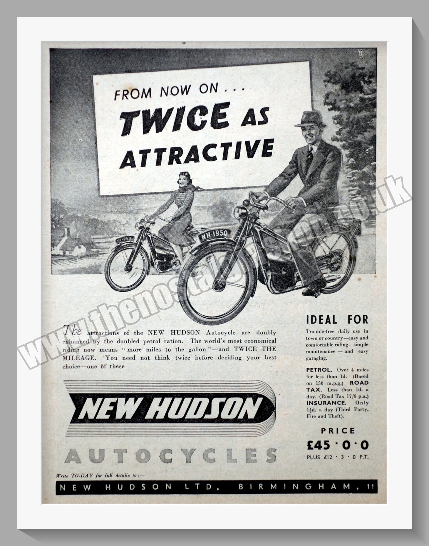 Hudson Autocycle Original Advert 1950 (ref AD57607)