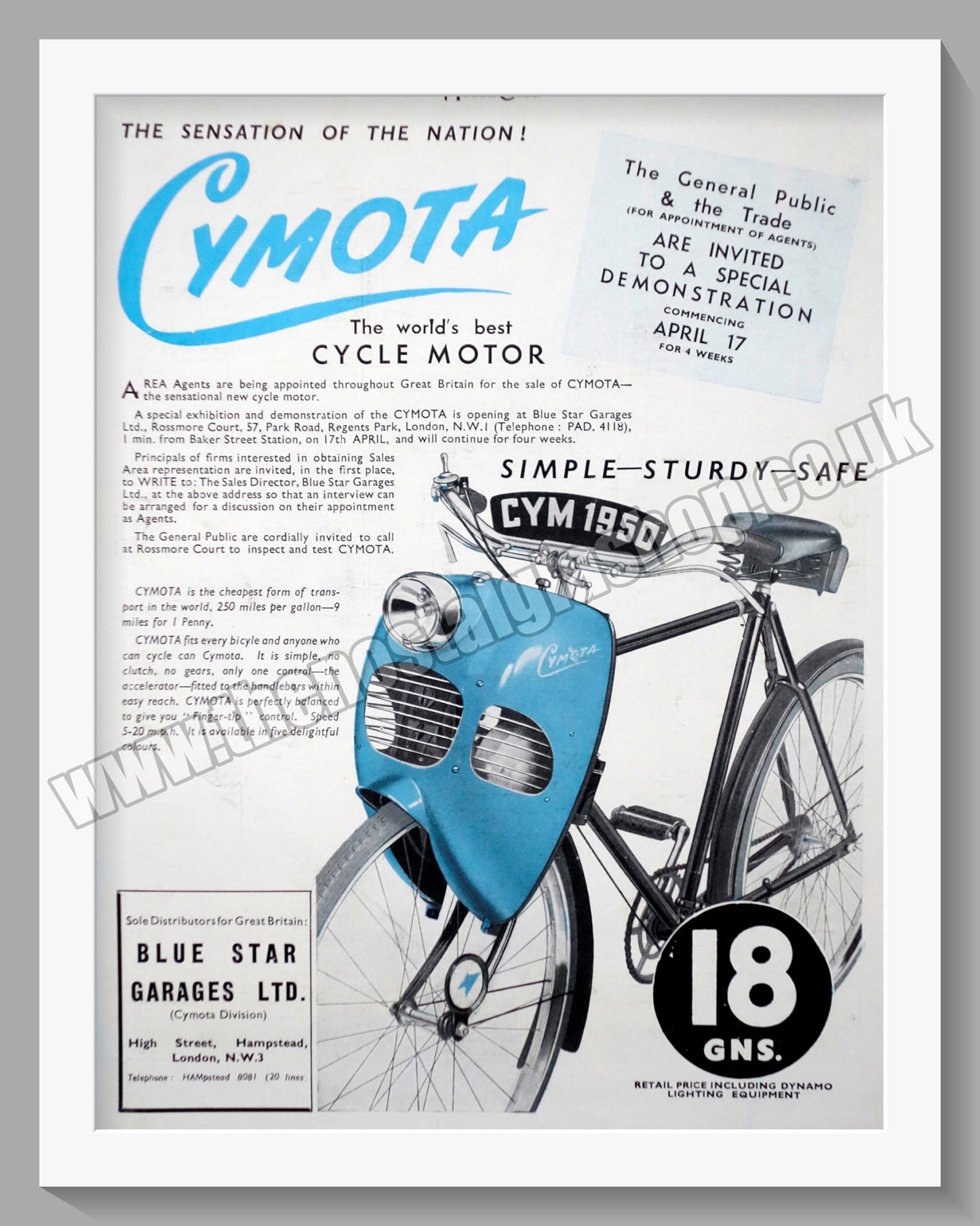 Cymota Cycle Motor. 1950 Original Advert (ref AD57618)
