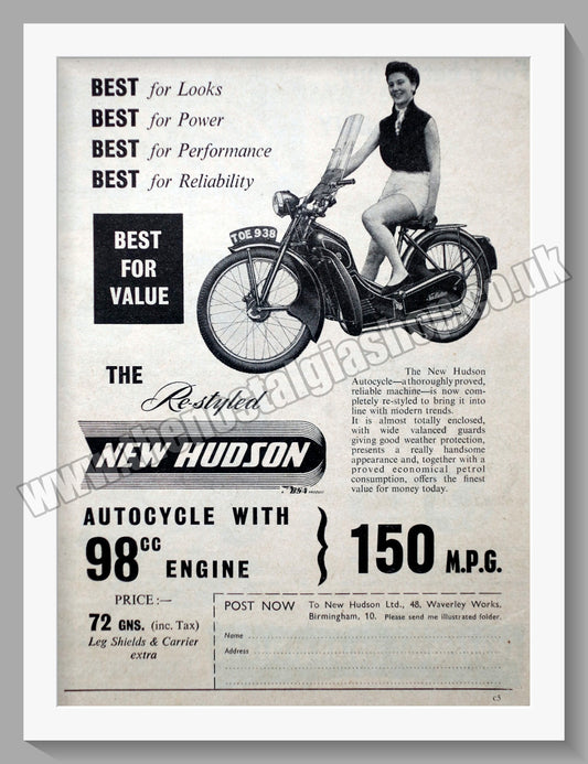 Hudson Autocycle Original Advert 1957 (ref AD57608)