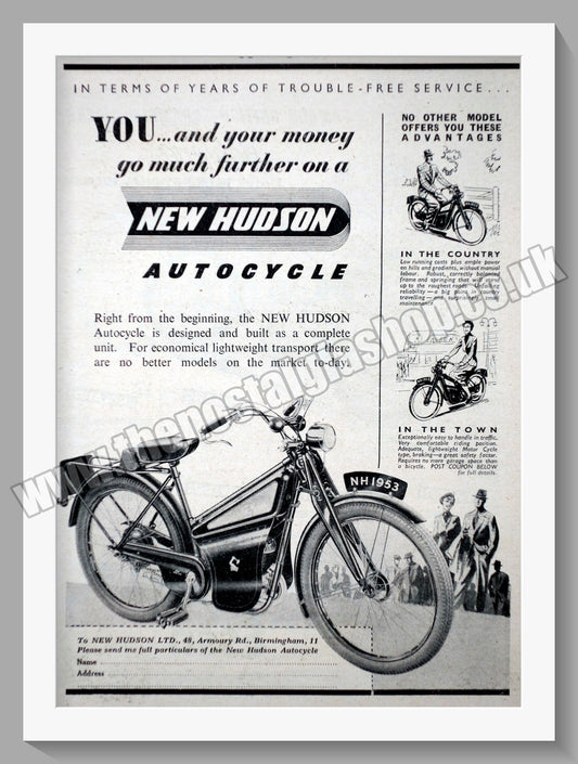 Hudson Autocycle Original Advert 1952 (ref AD57612)