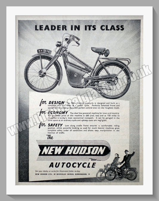 Hudson Autocycle Original Advert 1954 (ref AD57611)