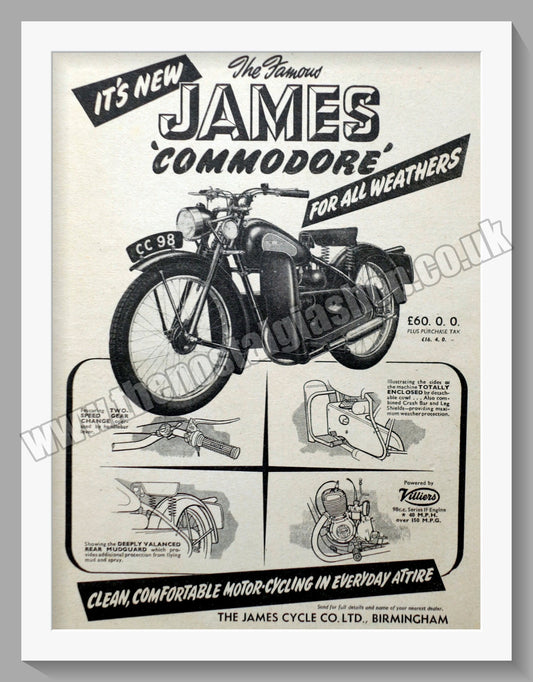 James Commodore Motorcycle. Original Advert 1951 (ref AD56924)