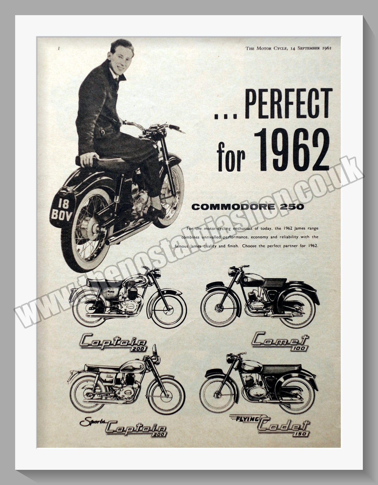 James Commodore 250 Motorcycle. Original Advert 1961 (ref AD56926 ...