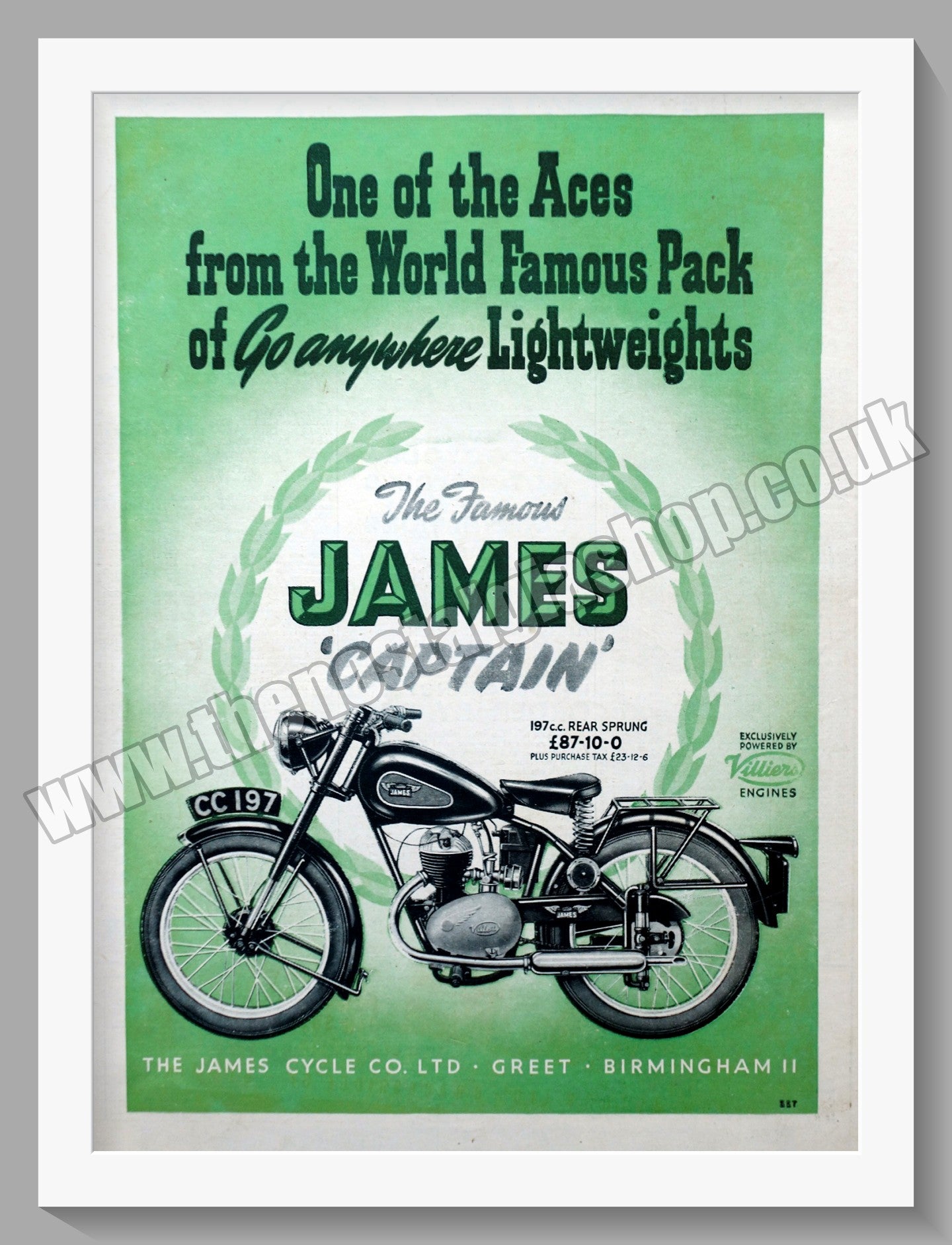 James Captain 200 Motorcycle. Original Advert 1950 (ref AD56951)