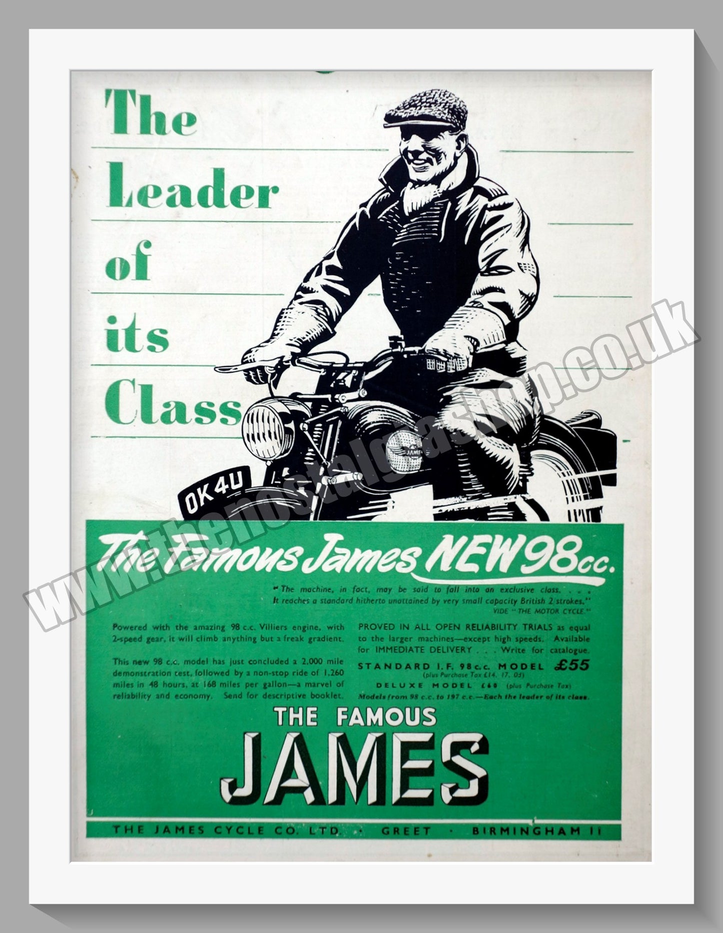 James 98cc Motorcycle. Original Advert 1949 (ref AD57025)