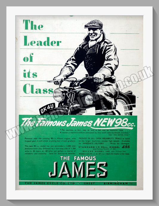 James 98cc Motorcycle. Original Advert 1949 (ref AD57025)