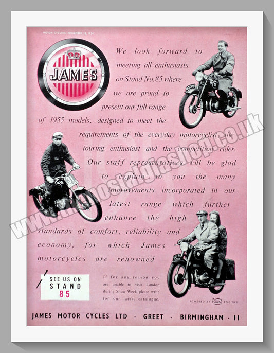 James Motorcycles at the London Show. Original Advert 1954 (ref AD57033)