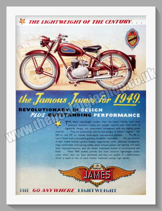 James Lightweight Motorcycle. Original Advert 1948 (ref AD57035)