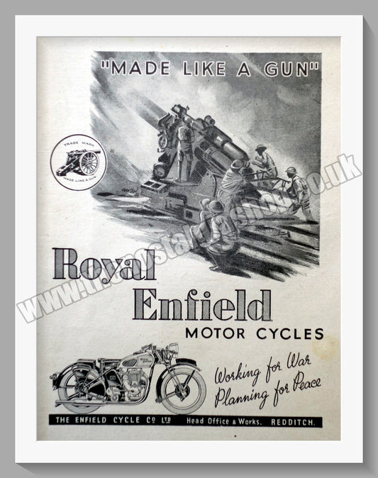 Royal Enfield Motorcycles. Made Like A Gun. Original Advert 1944 (ref AD56991)
