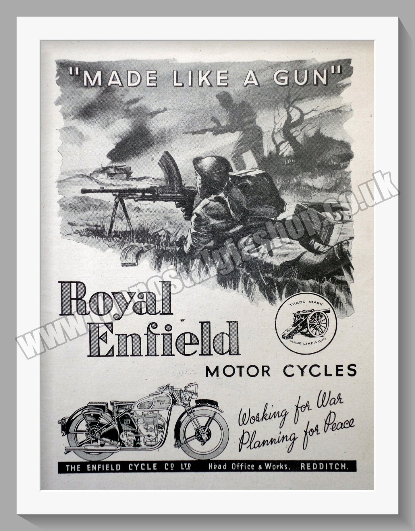 Royal Enfield Motorcycles. Made Like A Gun. Original Advert 1944 (ref AD56992)