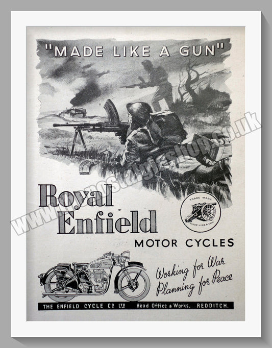 Royal Enfield Motorcycles. Made Like A Gun. Original Advert 1944 (ref AD56992)