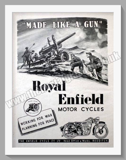 Royal Enfield Motorcycles. Made Like A Gun. Original Advert 1944 (ref AD56996)