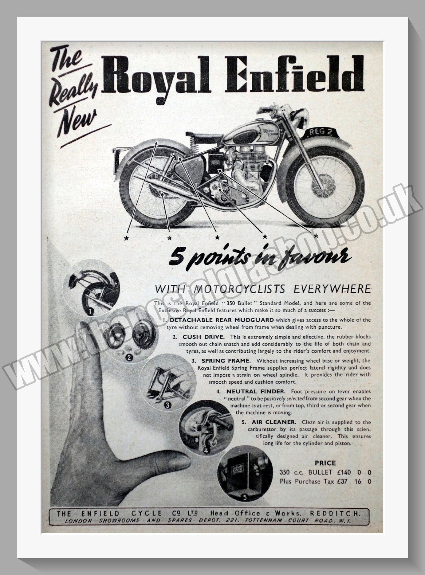 Royal Enfield Motorcycles. Original Advert 1950 (ref AD57002)