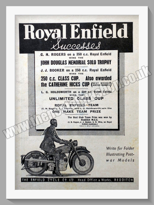 Royal Enfield Motorcycles. Racing Wins. Original Advert 1946 (ref AD57001)